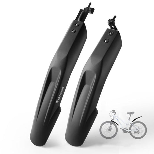 واقيات الطين للدراجات الجبلية من ويست بايكينج، عريضة وطويلة للغاية، تغطي كامل مساحة الدراجة، مناسبة للدراجات مقاس 20 و22 و24 بوصة.