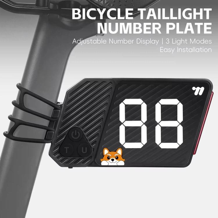 WEST BIKING USB-C Rechargeable Bicycle Number Plate Light 3 Light Modes, Adjustable Number 0-99