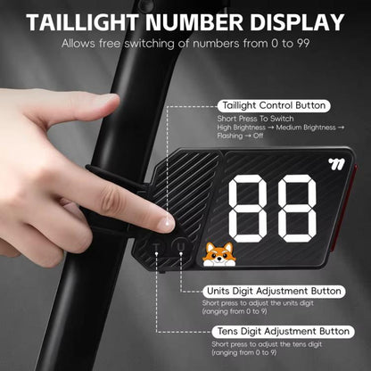 WEST BIKING USB-C Rechargeable Bicycle Number Plate Light 3 Light Modes, Adjustable Number 0-99