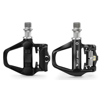 WEST BIKING Lightweight SPD-Compatible Road Bike Clipless Pedals - with Cleats and High-Efficiency Bearings, Black Steel, Black Red Steel, Black Red Titanium
