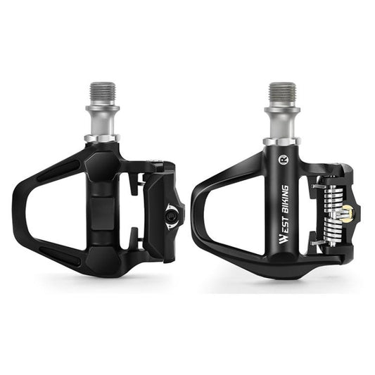 Pédales automatiques légères WEST BIKING pour vélo de route, compatibles SPD, avec cales et roulements haute performance, acier noir, acier noir et rouge, titane noir et rouge