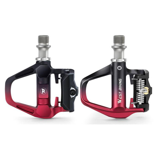 Pédales automatiques légères WEST BIKING pour vélo de route, compatibles SPD, avec cales et roulements haute performance, acier noir, acier noir et rouge, titane noir et rouge