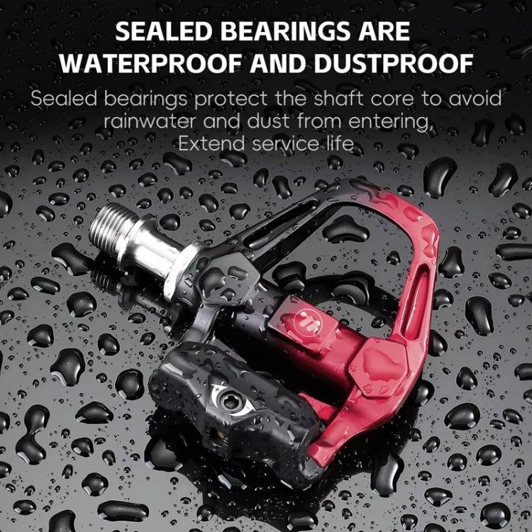 WEST BIKING Lightweight SPD-Compatible Road Bike Clipless Pedals - with Cleats and High-Efficiency Bearings, Black Steel, Black Red Steel, Black Red Titanium