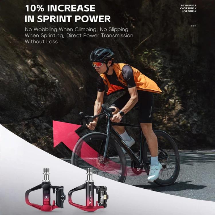WEST BIKING Lightweight SPD-Compatible Road Bike Clipless Pedals - with Cleats and High-Efficiency Bearings, Black Steel, Black Red Steel, Black Red Titanium