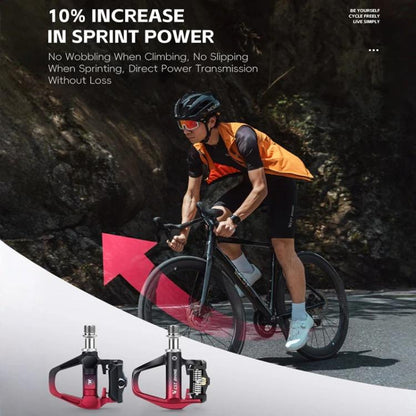 WEST BIKING Lightweight SPD-Compatible Road Bike Clipless Pedals - with Cleats and High-Efficiency Bearings, Black Steel, Black Red Steel, Black Red Titanium