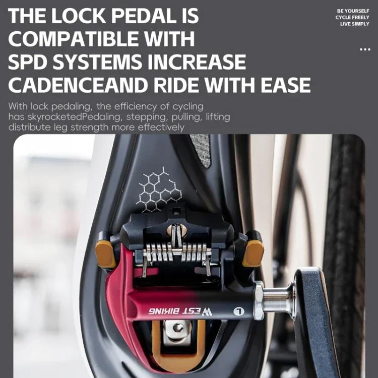 WEST BIKING Lightweight SPD-Compatible Road Bike Clipless Pedals - with Cleats and High-Efficiency Bearings, Black Steel, Black Red Steel, Black Red Titanium