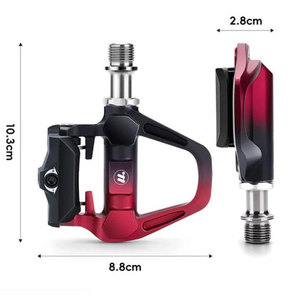 WEST BIKING Lightweight SPD-Compatible Road Bike Clipless Pedals - with Cleats and High-Efficiency Bearings, Black Steel, Black Red Steel, Black Red Titanium