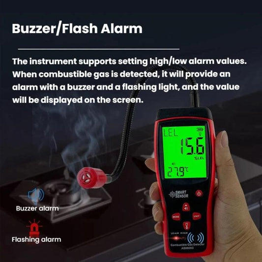 SMART SENSOR AS8800C Portable Digital Display Combustible Gas Detector High-Precision Alarm Gas Leak Detector, AS8800C