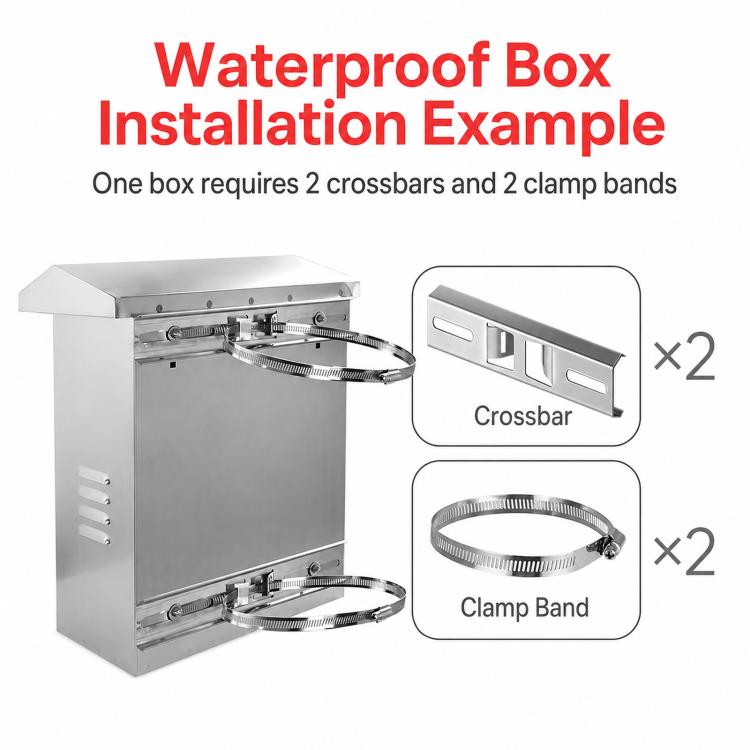 Stainless Steel Pole Mount Hose Clamps 12mm Width Heavy Duty Adjustable Strap for Junction Box Bracket, Diameter 10cm, Diameter 20cm, Diameter 30cm, Diameter 40cm, Diameter 50cm
