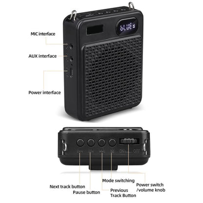 DIYO-1125 Multifunctional Outdoor High-Volume Microphone With Battery Display Teacher Classroom Voice Amplifier, Wireless Single Mic White, Wireless Single Mic Black, Wireless Single Headwear White, Wireless Single Headwear Black, Wireless Dual Mic Whi...