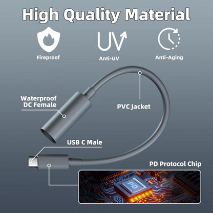 For Starlink Mini 18AWG 20cm USB-C To DC 5.5 x 2.1mm Male-Female Adapter Cable, USB-C To DC 5.5 x 2.1mm Male-Female