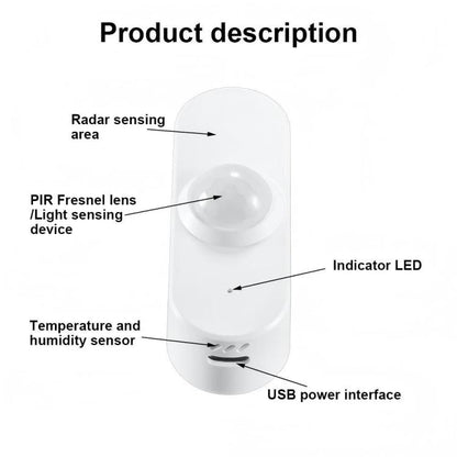 PIR+Light Sensor+Temperature/Humidity+USB Human Presence Sensor Zigbee Low-Power Temperature/Humidity Light Sensor, ZG-204ZH With 24GHz Millimeter Wave, ZG-204ZQ