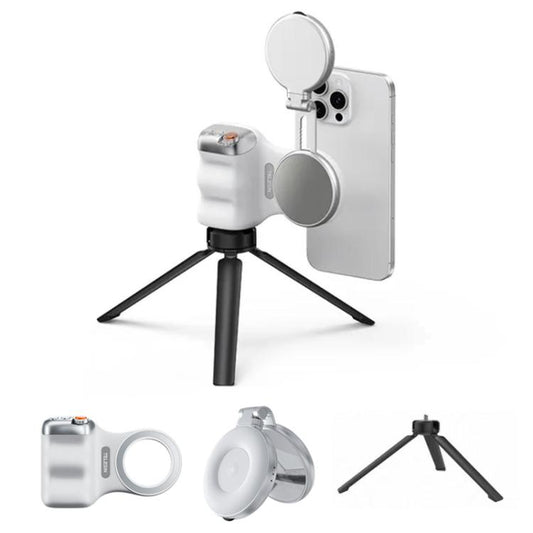 TELESIN Magnetic Phone Mounting Aid Photography Handle Remote Control Assistant, White Camera Grip+Silver Fill Light, White Camera Grip+Tripod+Silver Fill Light, White Camera Grip+White Fill Light, White Camera Grip+Tripod+White Fill Light             ...