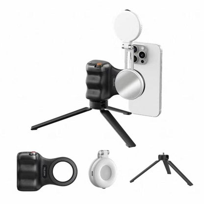 TELESIN Magnetic Phone Mounting Aid Photography Handle Remote Control Assistant, White Camera Grip+Silver Fill Light, White Camera Grip+Tripod+Silver Fill Light, White Camera Grip+White Fill Light, White Camera Grip+Tripod+White Fill Light             ...