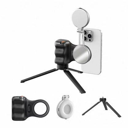 TELESIN Magnetic Phone Mounting Aid Photography Handle Remote Control Assistant, White Camera Grip+Silver Fill Light, White Camera Grip+Tripod+Silver Fill Light, White Camera Grip+White Fill Light, White Camera Grip+Tripod+White Fill Light             ...