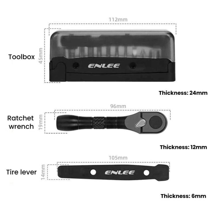 ENLEE EN59 Kit de Clés à Cliquet 19 Pièces pour Vélo, Outil de Réparation de Vélo Portable et Multifonctionnel, EN59 19 Pièces