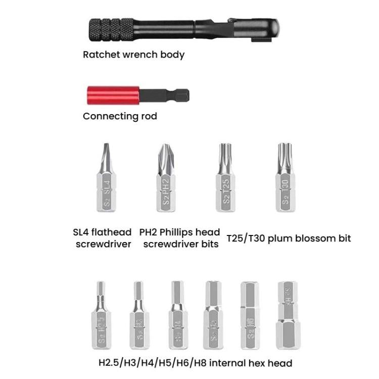 ENLEE EN56 Lot de 12 clés à cliquet pour vélo Kit d'outils de réparation de vélo multifonctionnel et portable, EN56 12pcs