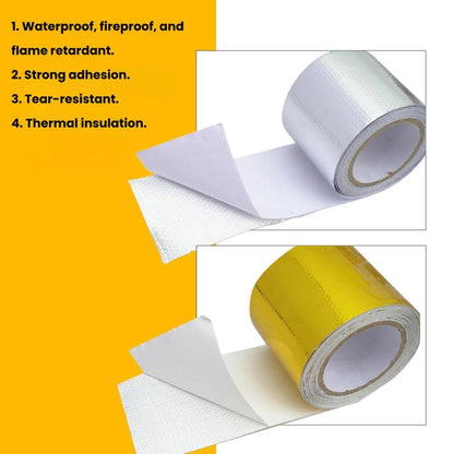 Auto Engine Intake Manifold Turbocharger Heat Insulation Aluminum Foil Tape, 5x1000cm Gold, 5x1000cm Silver, 10x500cm Gold, 10x500cm Silver, 10x1000cm Gold, 10x1000cm Silver
