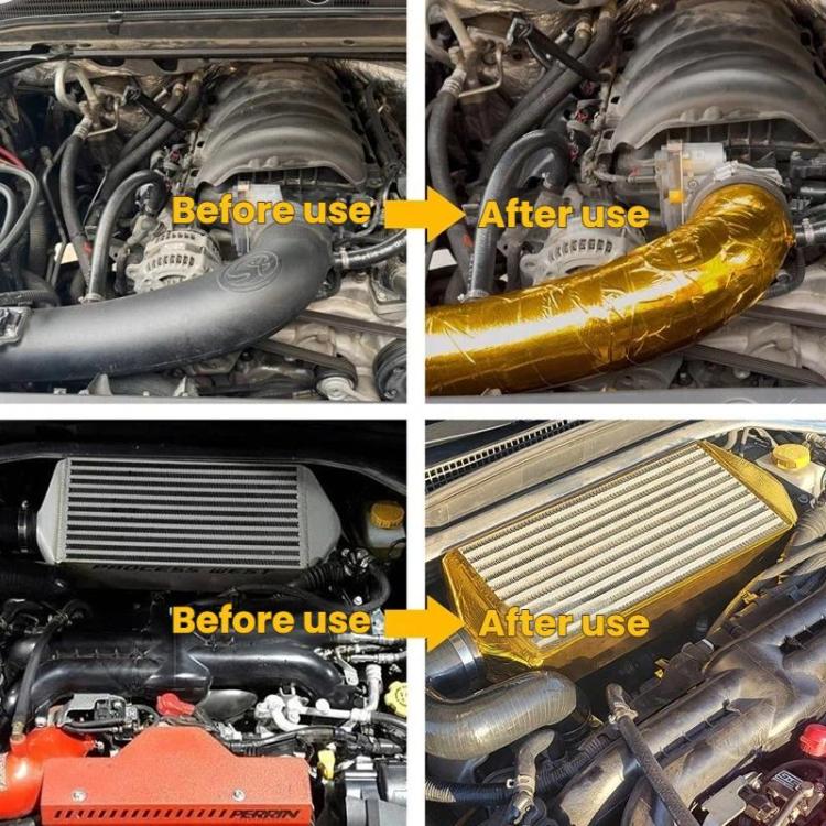 Auto Engine Intake Manifold Turbocharger Heat Insulation Aluminum Foil Tape, 5x1000cm Gold, 5x1000cm Silver, 10x500cm Gold, 10x500cm Silver, 10x1000cm Gold, 10x1000cm Silver