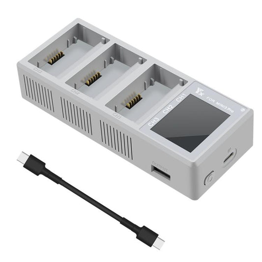 YX 100W 3-Bay LCD Charging Hub for DJI Mini 5 Pro/4/3 With Color Screen Fast Charger Station
