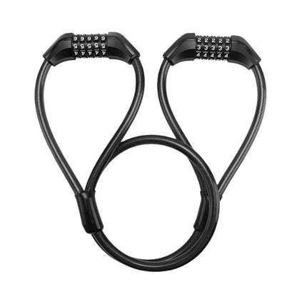 WEST BIKING YP0705127 Bike Double-Headed Steel Cable Lock With Password Cycling Anti-Theft Lock