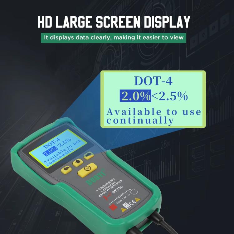 DUOYI Car Brake Fluid Water Content Digital Display Tester With Sound And Light Alarm, DY23C