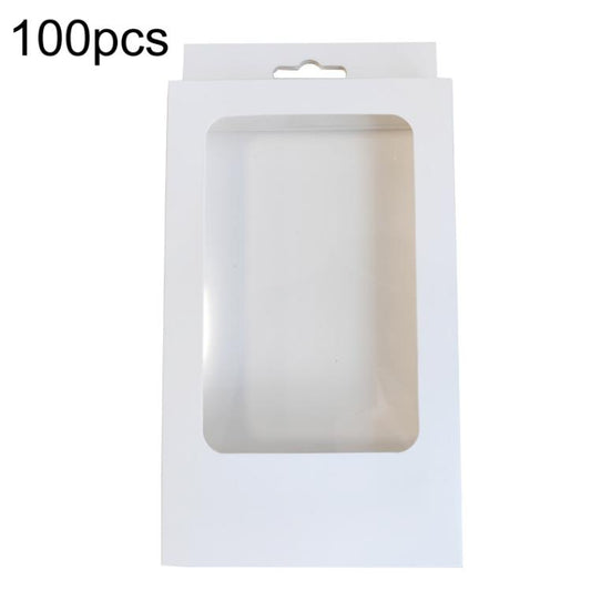 100pcs /Pack Window Packaging Box with Hook for Phone Case & Tempered Glass Film, White Card S Window, Kraft Paper S Window, Black Card S Window, White Card L Window, Kraft Paper L Window, Black Card L Window