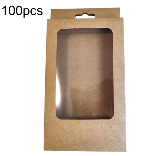 100pcs /Pack Window Packaging Box with Hook for Phone Case & Tempered Glass Film, White Card S Window, Kraft Paper S Window, Black Card S Window, White Card L Window, Kraft Paper L Window, Black Card L Window