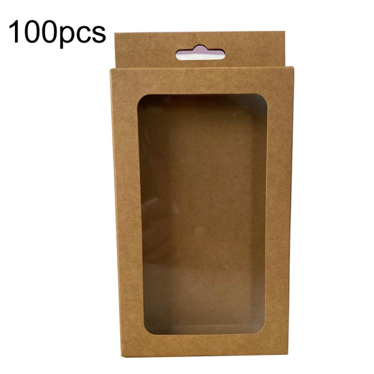 100pcs /Pack Window Packaging Box with Hook for Phone Case & Tempered Glass Film, White Card S Window, Kraft Paper S Window, Black Card S Window, White Card L Window, Kraft Paper L Window, Black Card L Window