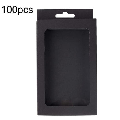 100pcs /Pack Window Packaging Box with Hook for Phone Case & Tempered Glass Film, White Card S Window, Kraft Paper S Window, Black Card S Window, White Card L Window, Kraft Paper L Window, Black Card L Window