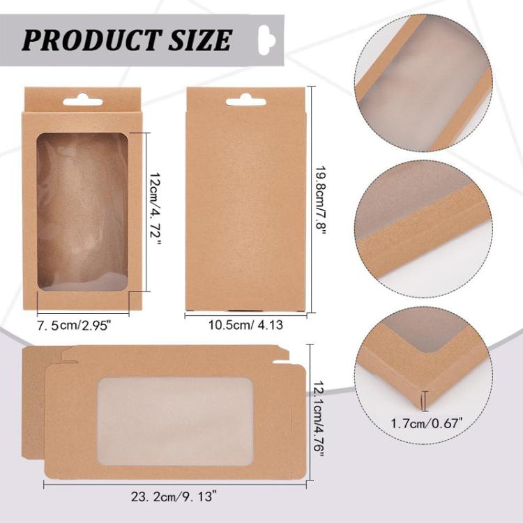 100pcs /Pack Window Packaging Box with Hook for Phone Case & Tempered Glass Film, White Card S Window, Kraft Paper S Window, Black Card S Window, White Card L Window, Kraft Paper L Window, Black Card L Window