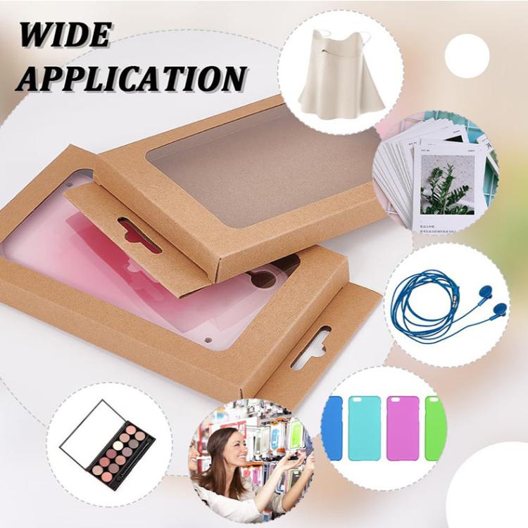 100pcs /Pack Window Packaging Box with Hook for Phone Case & Tempered Glass Film, White Card S Window, Kraft Paper S Window, Black Card S Window, White Card L Window, Kraft Paper L Window, Black Card L Window