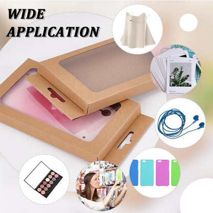 100pcs /Pack Window Packaging Box with Hook for Phone Case & Tempered Glass Film, White Card S Window, Kraft Paper S Window, Black Card S Window, White Card L Window, Kraft Paper L Window, Black Card L Window