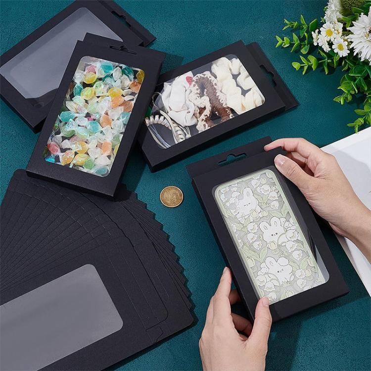 100pcs /Pack Window Packaging Box with Hook for Phone Case & Tempered Glass Film, White Card S Window, Kraft Paper S Window, Black Card S Window, White Card L Window, Kraft Paper L Window, Black Card L Window