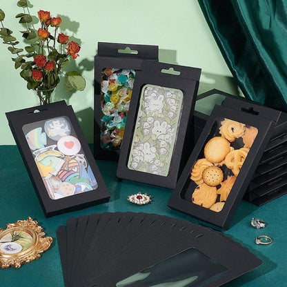 100pcs /Pack Window Packaging Box with Hook for Phone Case & Tempered Glass Film, White Card S Window, Kraft Paper S Window, Black Card S Window, White Card L Window, Kraft Paper L Window, Black Card L Window