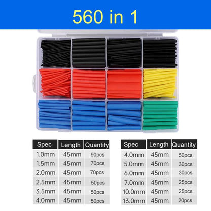 Thermoresistant Tube Heat Shrink Wrapping Kit, 164 in 1, 560 in 1, 750 in 1, 780 in 1, 800 in 1