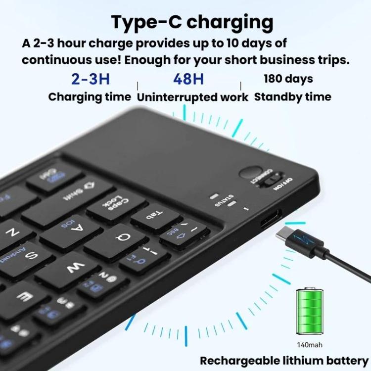 B028 Two-Fold Portable Wireless Bluetooth Keyboard Mini Magnetic Keyboard