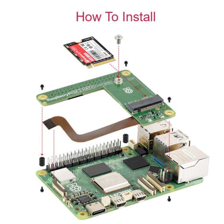 Carte d'extension d'interface Pi5 PCIe vers M.2 version compacte originale WAVESHARE Raspberry Pi