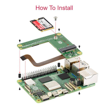 Carte d'extension d'interface Pi5 PCIe vers M.2 version compacte originale WAVESHARE Raspberry Pi
