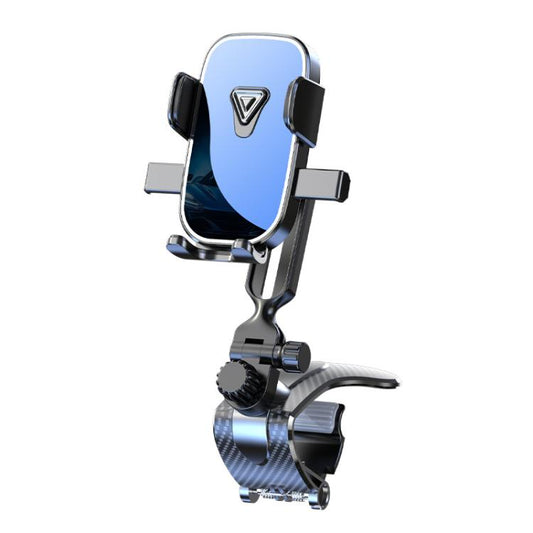 Support de téléphone de voiture avec rotation à 360 degrés, pince crocodile de tableau de bord, finition miroir, finition texturée