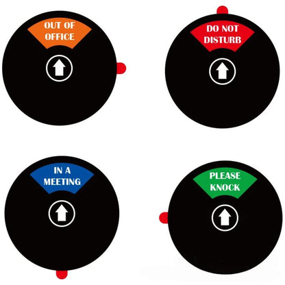 5 Inch 4-In-1 Adhesive Door Sign For Office/Meeting Room Out Of Office/Do Not Disturb/In A Meeting/Please Knock, 4-In-1 Black, 4-In-1 Silver