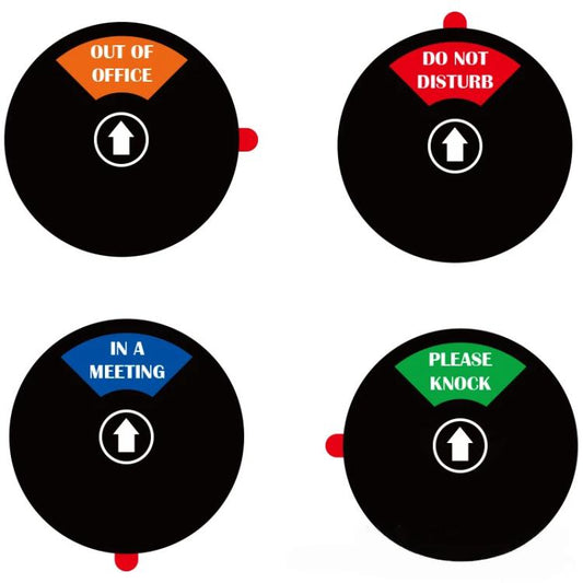 Panneau adhésif de porte 4 en 1 de 5 pouces pour bureau/salle de réunion, hors du bureau/ne pas déranger/en réunion/veuillez frapper, 4 en 1 noir, 4 en 1 argent