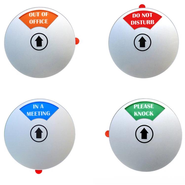 5 Inch 4-In-1 Adhesive Door Sign For Office/Meeting Room Out Of Office/Do Not Disturb/In A Meeting/Please Knock, 4-In-1 Black, 4-In-1 Silver