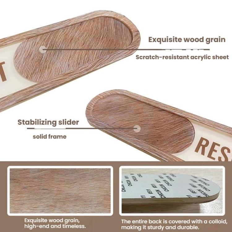 Sliding Door Status Sign for Reserved or Vacant Rooms Self-Adhesive Wood Grain Label for Private Dining Rooms, Spas, Sliding Spas Sign