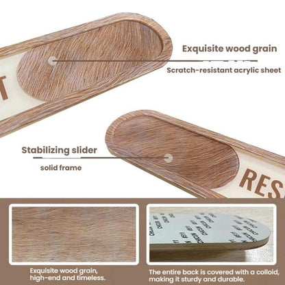 Sliding Door Status Sign for Reserved or Vacant Rooms Self-Adhesive Wood Grain Label for Private Dining Rooms, Spas, Sliding Spas Sign