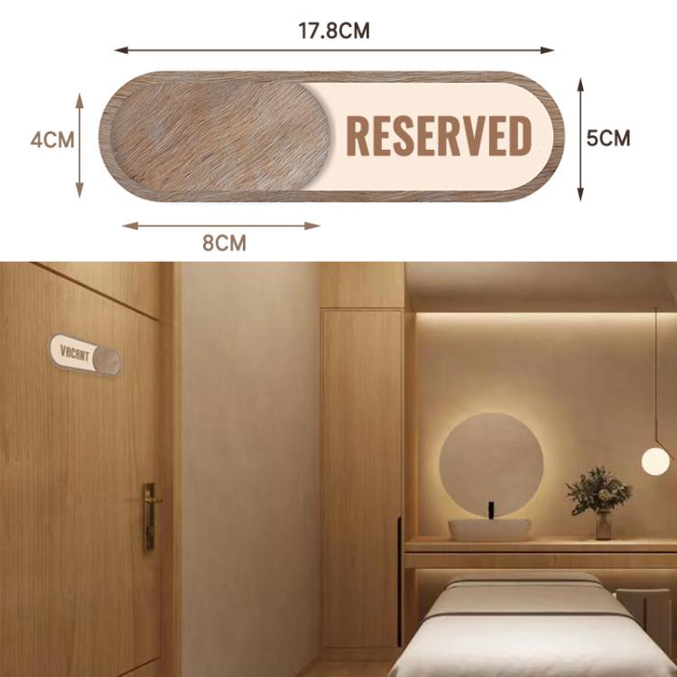 Sliding Door Status Sign for Reserved or Vacant Rooms Self-Adhesive Wood Grain Label for Private Dining Rooms, Spas, Sliding Spas Sign