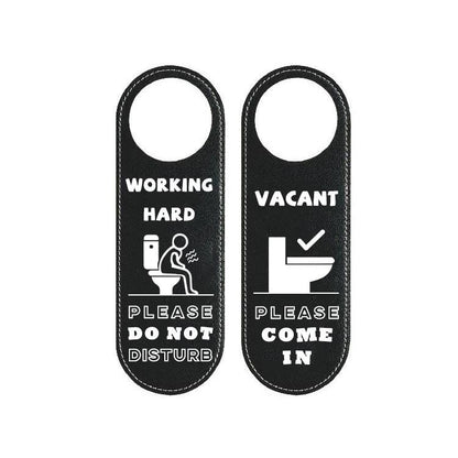 Double-Sided Toilet Door Sign Working Hard Do Not Disturb / Vacant Please Come In Hanger, Toilet Door Sign
