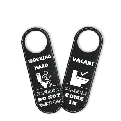 Double-Sided Toilet Door Sign Working Hard Do Not Disturb / Vacant Please Come In Hanger, Toilet Door Sign