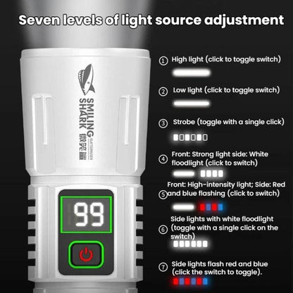 SMILING SHARK SD-5424A Portable Super Bright Digital Display Flashlight With Hook Outdoor Zoomable Telescopic Light, SD-5424A