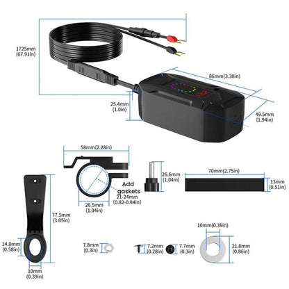 CS-2035A1 IP65 Waterproof Dustproof Motorcycle Phone Charger Retractable USB Charging Cable, CS-2035A1